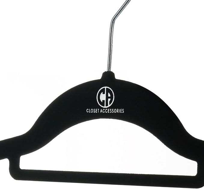 Black velvet hangers, ultra slim space saving, notches, tie bar, swivel hook, 30 pack, with bonus 20 matching velvet finger clips - Image 4