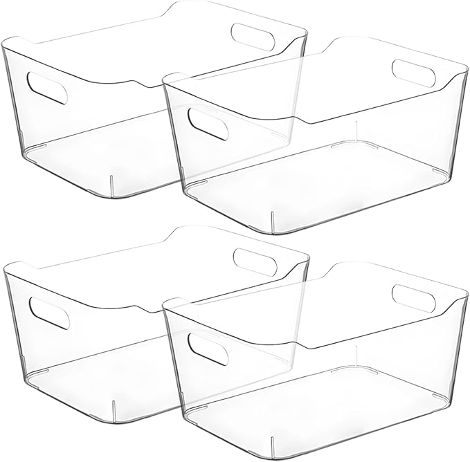 Clear Storage Bins, Pantry Organizers and Storage Containers Fridge Organizer Bins Kitchen Organization Cabinet Organizer Bin for organizing Cleaning Supplies Home Kitchen Refrigerator Containers by CONTROLKITCHEN