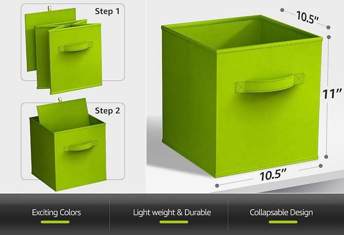 Sorbus Fabric Storage Cubes - 8 Foldable Storage Bins for Organizing Pantry, Cubbies, Toy Box - Clothes Storage & Closet Organizer - 11 Inch Collapsible Cube Baskets for Shelves with Handle - Image 5