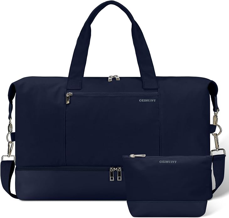Women's Weekender bag Travel Duffel Bag with Shoe Compartment 21-inch Airline-Approved Carry-On, 2-Piece Overnight Bag Set Personal Item Luggage by GAYUAPEIABAG