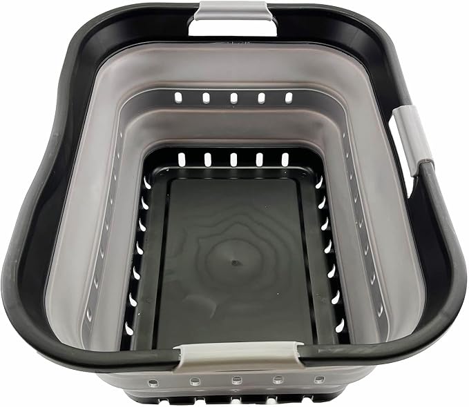 SAMMART 42L (11 gallon) Collapsible Plastic Laundry Basket - Foldable Pop Up Storage Container/Organizer - Portable Basket - Space Saving Hamper (Black/Alloy Grey (Set of 2)) - Image 9