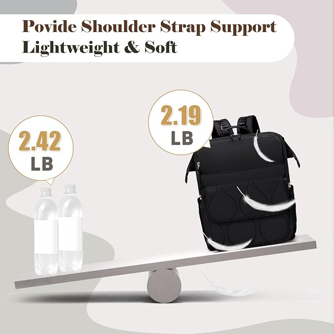 miss fong Diaper Bag Travel Diaper Backpack with Diaper Changing Pad-Black | Large Capacity ,12 Pockets Luggage Sleeve Stroller Straps Convertible Mommy Diaper Backpack for Moms Newborn Essentials - Image 7