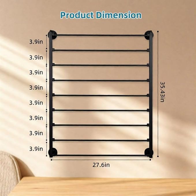 9 Tier Wall Mount Ribbon Organizer, Craft Room Storage Rack | Wrapping Paper Storage for Sewing Craft Mesh Thread Tape Wreath Crochet Craft Room Flower Shop(Black) - Image 2
