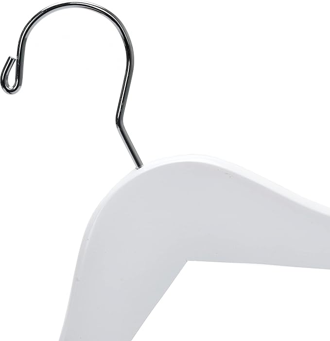 Quality 12” Kid's Wooden Hangers, 20 Pack Solid Wood with Pants Bar, Shoulder Notches, Anti Rust 360 Swivel Hook for Coats, Suits, Jackets and More - Toddler and Baby Cloth Hanger Set (White, 80) - Image 8