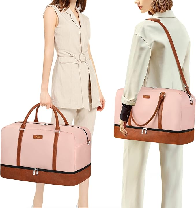 Weekender Bags for Women, 21" Weekender Travel Bag, Travel Duffle Bag with Shoe Compartment Carry on Overnight Duffel Bag for Weekend Travel Business Trip, 3PCS | 3PCS Carry On Overnight Large Duffel Bag with Crossbody Bag and Toiletry Bag for Weekend ... - Image 2