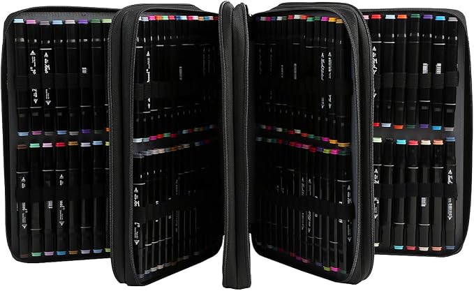 Marker Pen Organizer Case 224 Slots w/Handle & Shoulder Strap | 4-Layer Zipped Pencil Pouch w/Open Front pocket for Gel Pen Markers to Artists, Painters - Image 5