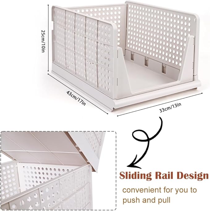 yazi 5XL Stackable Plastic Closet Storage Baskets | Foldable Clothes Storage Bins Fit for Closet Shelves and Cupboards, Ideal Sweater Organizer to Keep Bedroom Wardrobe Tidy - Image 2