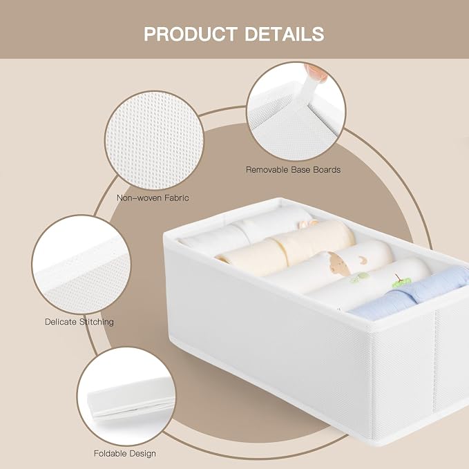 Drawer Organizer Clothes, 10 Pack Dresser Organizer for Baby Clothes, Underwear, Sock- Foldable Closet Organization and Storage Dividers Bins for Nursery, Bedroom (White) - Image 4