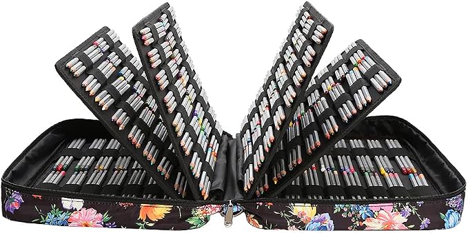 Lbxgap 480 Slots Colored Pencil Case w/Handle & Shoulder Strap | Large MultiLayer Watercolor Pen Bag w/Zipper Front Pocket for 480 Colored Pencils/320 Gel Pens to Artists, Painters - Image 3