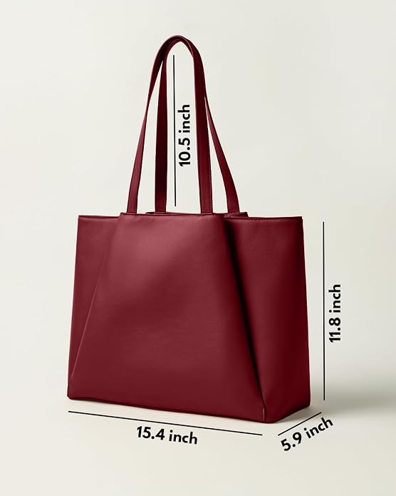 Work Tote Bags for Women 15.6 Inch Laptop with Zip Compartments | Vegan Leather Strcutured Professional Briefcase for Office, Meeting, Business with Padded Sleeve for Computer, water bottle - Image 7