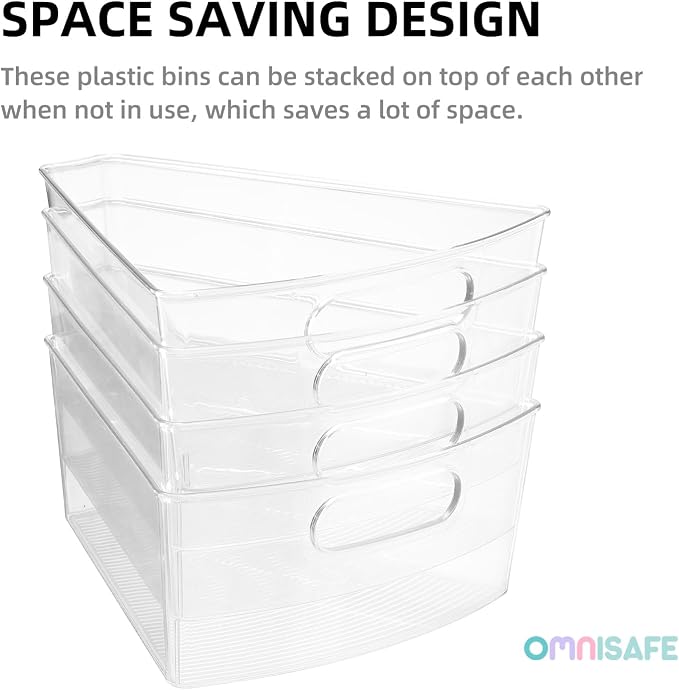 Lazy Susan Organizer Bins,10.2”x 9.4”x 4”, 26" Diameter(8) | Clear, Durable, Kitchen Cabinet Storage Bin Set, Food Safe, Non-Slip Pads, BPA Free - Image 4