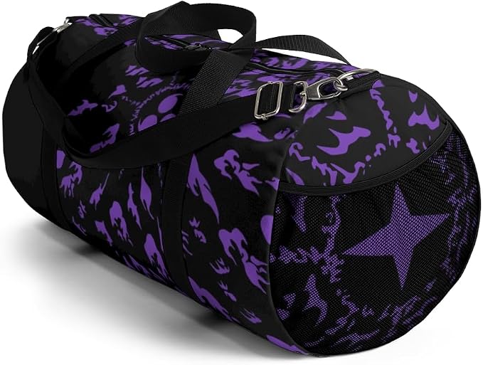 Large Capacity Waterproof Duffel Bag for Women & Men, Travel Gym Sports Bag with Shoe Compartment, Expandable Weekender Carry On for Fitness, Camping & Outdoor Use (Prple Cursed Mark) - Image 2