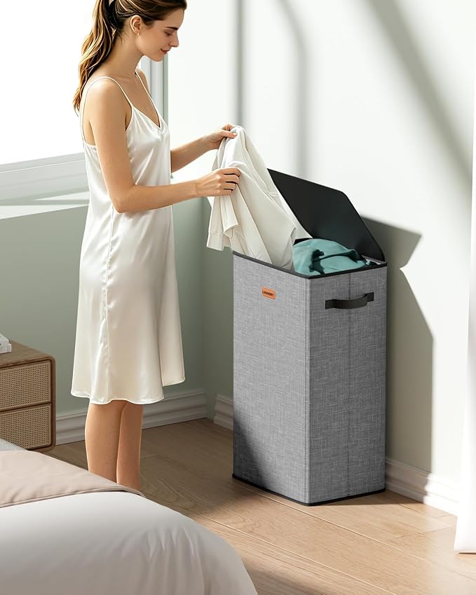 100L Laundry Hamper with Lid, Durable Laundry Basket Made of Cationic Fabric, Collapsible Large Clothes Hamper with Removable Bag for Home Dorm - Image 2