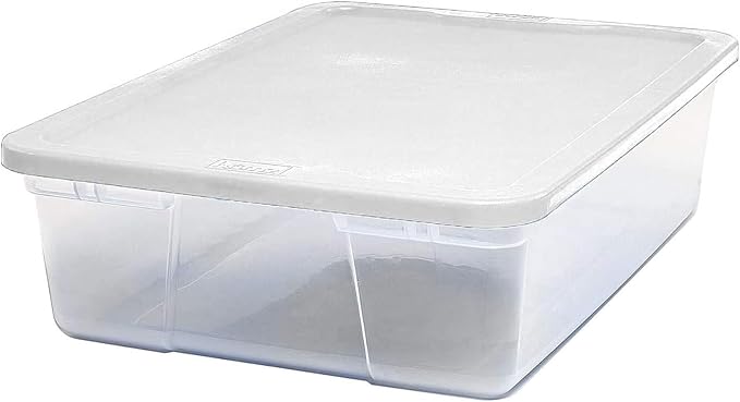 HOMZ Clear Plastic Storage Bins w/Snaplock Lids, 28 Qt, White, 2 Pack | Stackable Container Boxes for Bedroom, Bathroom, Garage, and Office Organization - Image 8