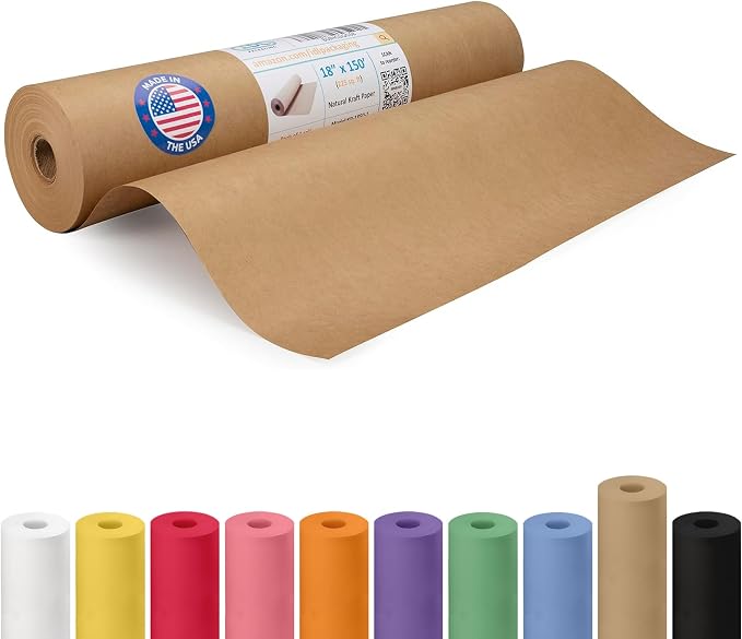 IDL Packaging 18" x 1800" (150 feet) - Brown Kraft Paper Roll - 50lb Thickness - Heavy-Duty Paper for Packing, Moving, Shipping, Crafts - 100% Recyclable Natural Kraft Wrapping Paper by IDLPackaging