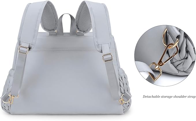 Lmbabter Diaper Bag Backpack Messenger Bag Travel Backpack Maternity Bags Stylish Baby Bag with Changing Pad for Mom (Grey B) - Image 6