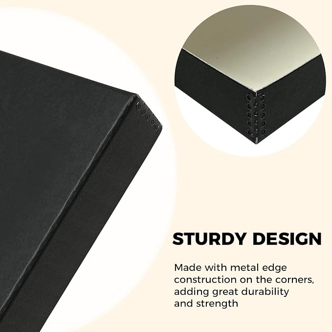 Golden State Art, Clamshell Archival Storage Box 9x12, Black, Pack of 2 | Acid-Free Photo Box with Metal Edge Corner, Preserve And Store Paper Documents Cards Prints Arts and Crafts DIY Projects - Image 4