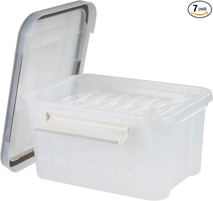 IRIS USA Photo Storage Box |Made in USA| 7 Cases - Clear | Fits 4" x 6" Pictures / Built-In Handle / Organizing Containers for Tasks, Stickers, Ephemera & Flashcards / WeatherPro by IRISUSA