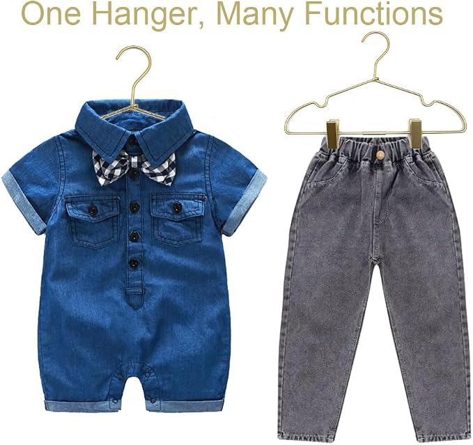 Gold Metal 12.6" Baby Clothes Clips Hanger, 30 Pack Children Kids Coat Hanger Display and Storage,Heavy Duty Standard Metal Hangers with Non-Slip Design,Space Saving Organizer - Image 6