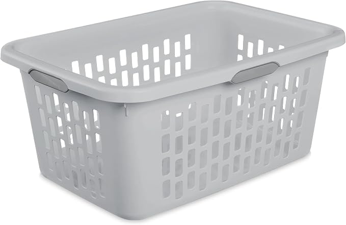 2-Bushel Plastic Laundry Hamper with 4 Ergonomic Handles – BPA-Free, Spacious Design for Household Use, Gray (1PC) by Unknown