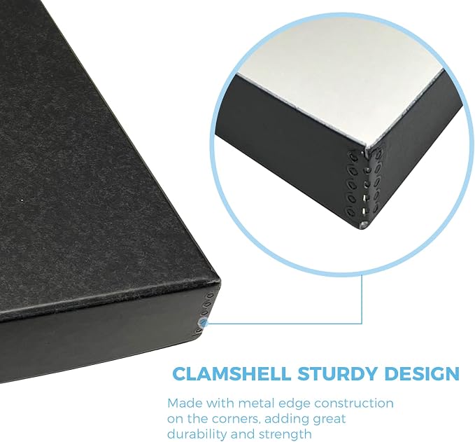 Lineco Clamshell Archival Storage Box, 16.5x20.5x1.75 Inch, Black | Acid-Free with Metal Edge Boxboard, Organize and Store Photos Documents Cards Negatives Magazine Prints Family Records DIY - Image 4