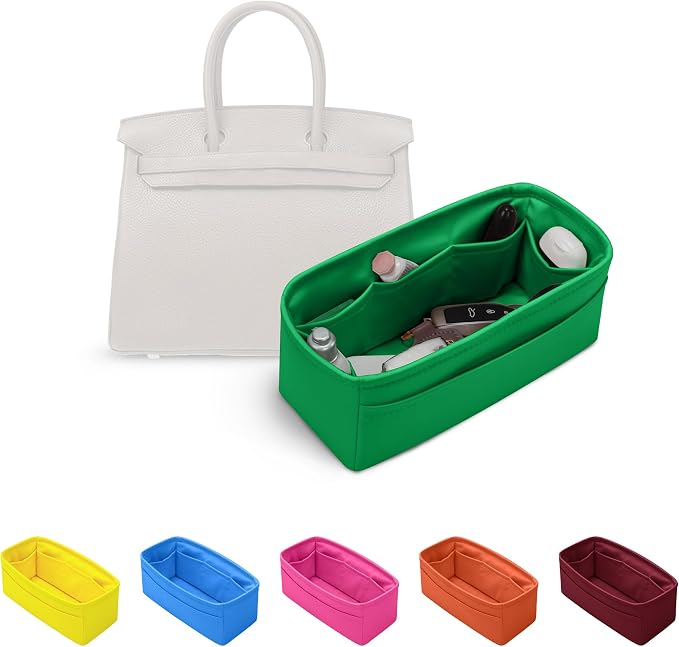 Satin Purse Organizer for Birkin 20, Bambou | Tailored Fit, Multiple Pockets, Lightweight Satin, Purse Essentials, Ideal for Travel, Shopping, and Daily Use by KINGSINBAG
