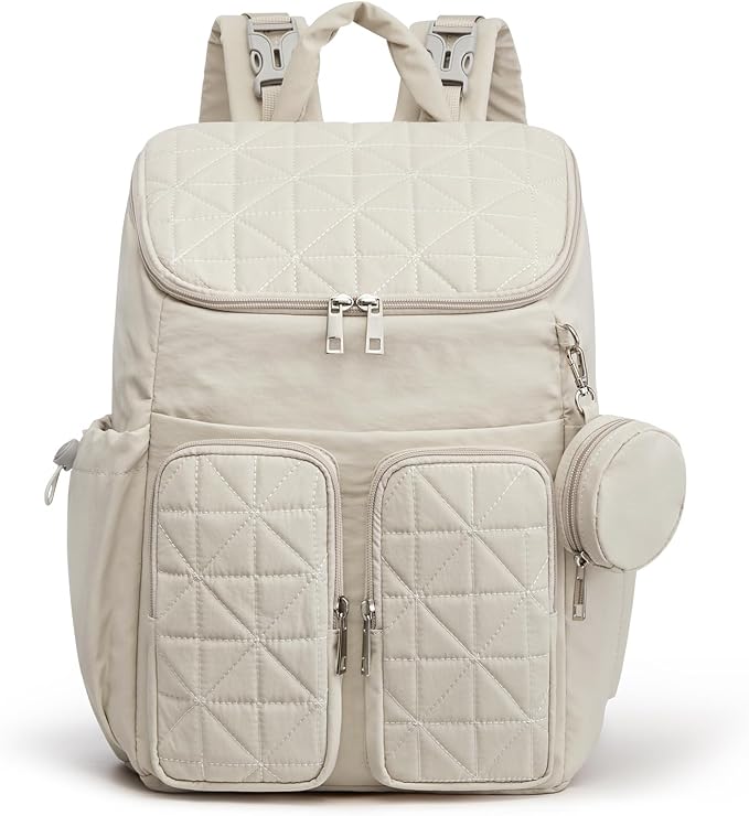 G4Free Diaper Bag Backpack for Moms Dads Travel Baby Bag with Pacifier Case & Insulated Pockets,Beige by G4Free