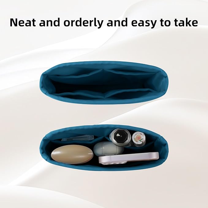 DGAZ Silk Purse Organizer Insert for Evelyne Bag(Blue Jean,PM) | Soft and Lightweight,Perfect Fit,Multi-pocket Storage,Bag Protector,Luxury Bag Care,Handmade,for Smooth Bag Organizer - Image 5