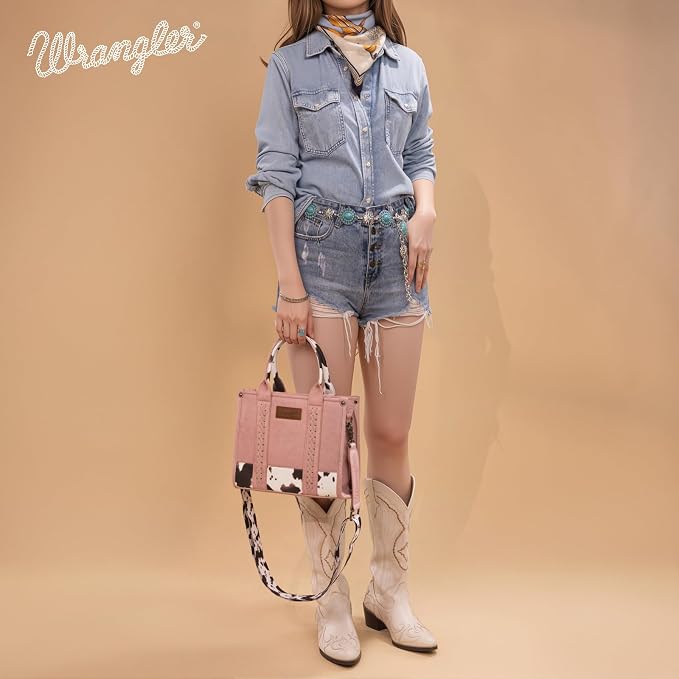 Montana West × Wrangler Tote Bag for Women Western Cow Print Purse Designer Top Handle Handbags - Image 3