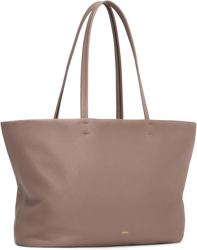 Kattee Genuine Leather Tote Bags for Women 2026, Soft Shoulder Purses and Handbags Zipper Totes Extra Large Travel Work by Kattee