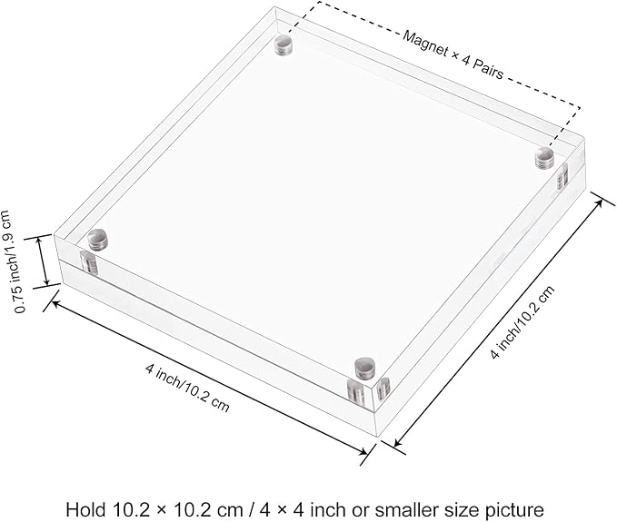 Boxalls 4x4 Inches Acrylic Picture Frames - 5 Pack, Clear Frameless 4x4 Photo Frames with Magnetic, Double Sided Transparent Desktop Frame (5 Pack) - Image 3
