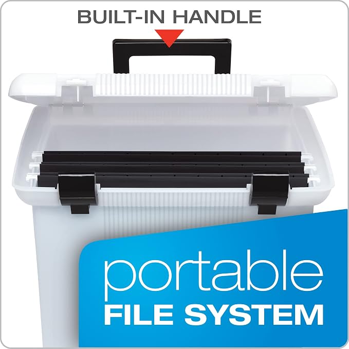 Pendaflex Portable File Box, Frosted White, Hinged Lid with Double Latch Closure(41745AMZ) - Image 2