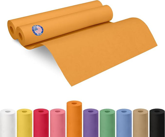 18" x 1200" (100 ft) Orange Kraft Paper Roll, Pack of 2 - USA-Made Quality Craft Paper for Gift Wrapping, Kids' Arts & Crafts, School Projects - 100% Recycled, 50 lb Natural Material by IDL Packaging by IDLPackaging