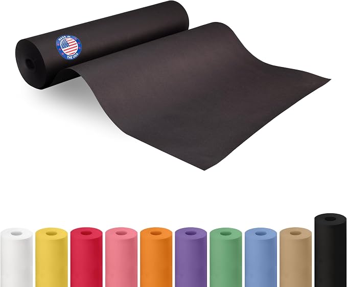 Black Kraft Paper Roll 18" x 3000" (250 feet) - USA-Made Craft Paper for School & Art - Quality High-Density Material for Gift Wrapping & Packing, Shipping & Moving by IDL Packaging by IDLPackaging