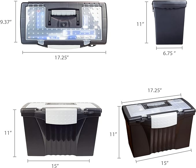 Storex Portable Letter/Legal Filebox with Organizer Lid, Letter/Legal Files, 14.5" X 10.5" X 12", Black - Image 3