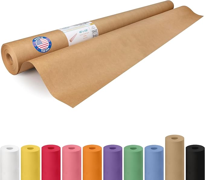 Brown Kraft Paper Roll 48" x 1800" (150 feet) - USA-Made Thick Brown Wrapping Paper 50lb Thickness for Packing, Moving, Shipping, Crafts/Arts - 100% Recycled Natural Craft Material by IDL Packaging by IDLPackaging