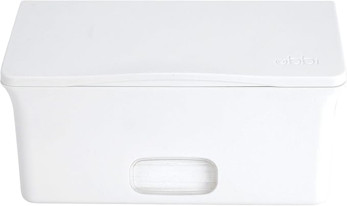 Ubbi Baby Wipes Dispenser | Baby Wipes Case | Baby Wipes Holder with Weighted Plate, Keeps Wipes Fresh and Non-Slip Rubber Feet, White - Image 2