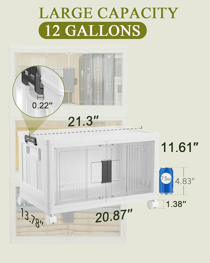 OlarHike 48QT Storage Bins with Lids for Home, Office, Closet, Dorm, 6 Pack | Multi-Lid, Lockable Cabinet, Doors & Wheels, Stackable Organizers, Plastic Drawers, Containers, Living room, Kitchen, School - Image 8