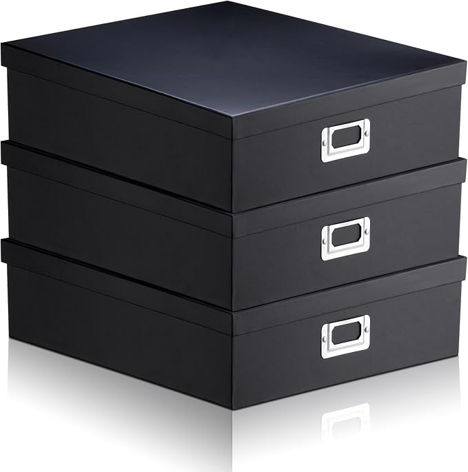 Nosiny 3 Pcs Jumbo Scrapbook Storage Box 14.75 x 13 x 3.75 Inch Photo Keepsake Storage Cases Document Photo Organizer Letter with Lid Memories Picture Album Keeper by Nosiny