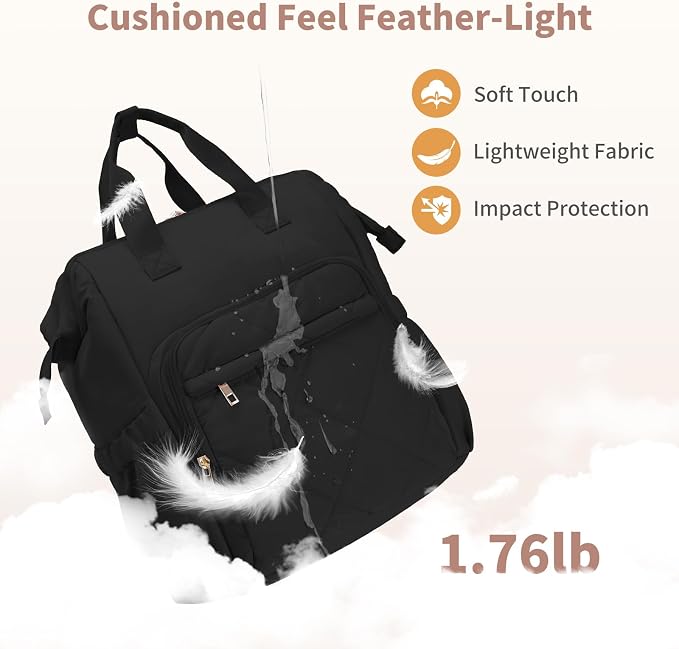 CEI-CEI Diaper Bag Backpack for Mom and Dad, Puffer Baby Bag Backpack with Insulated Pocket, Water-Resistant, Unisex Travel Backpack with Changing Pad & Stroller Straps - Image 8