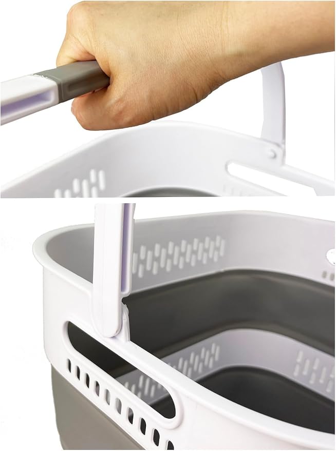 SAMMART 38L(10 Gal) Collapsible Laundry Basket - Foldable Pop-Up Storage Container/Organizer-Portable Space Saving Hamper, Measure 17.5x13.3x15.7"/3.8" Expanded/Collapsed (2, White/Grey) - Image 8