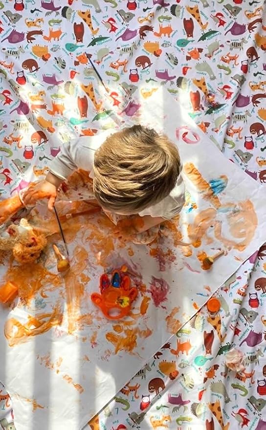 Waterproof High Chair Splat Mat – Machine Washable Floor & Table Protector for Baby Feeding, Art & Crafts, Outdoor Use (Family, 57x39 Inch) - Image 8