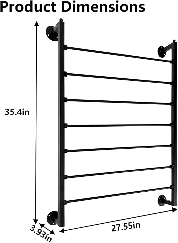 7-Tier Wall Mount Ribbon Holder Organizer Rack-Black | Large Capacity Metal Ribbon Storage for Craft Room, Wrapping Paper, Scarf, Belt & Flower Shop Display - Image 5