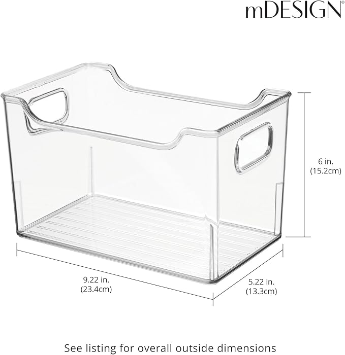 mDesign Deep Plastic Office Storage Bins with Handles for Organization in Filing Cabinet, Closet, or Desk Drawers, Organizer for Notes, Pens, Pencils, and Staples - Ligne Collection - 4 Pack - Clear - Image 4