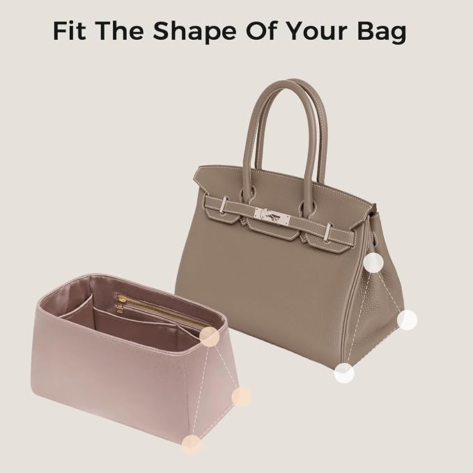ZTUJO Silky Purse Organizer For Birkin, Luxury Purse Organizer Insert (Etoupe Grey, BK25) - Image 4
