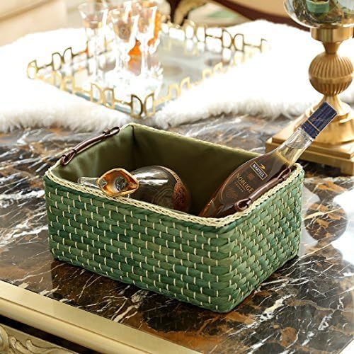 Basket Woven Maize Storage Bins for Drawers, Kingwillow(Green,Large) | cute rustic look, for countertop, bathroom, cabinet, organize towels, gifts, household sundries - Image 6