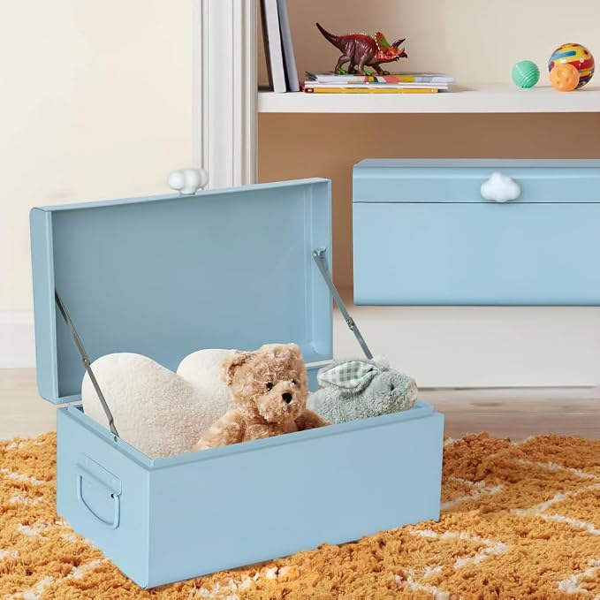 Vixdonos Large Decorative Box Set of 2 Metal Keepsake Trunk with Cloud-shaped Decorative Clasp for Reception,Wedding,Baby & Bridal Shower,17.3X10.6X8.3 Inches - Image 7