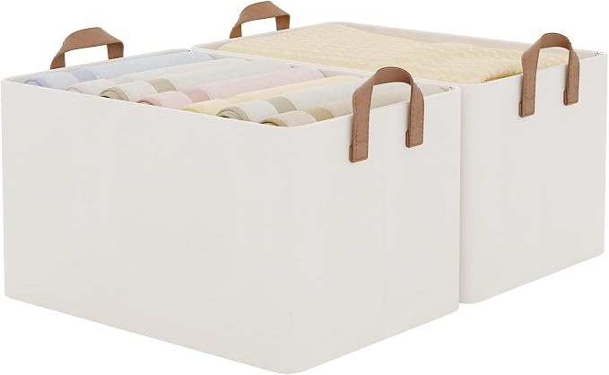 StorageWorks Closet Storage Baskets, Natural Color, Beige, Extra Large, 2-Pack by StorageWorks