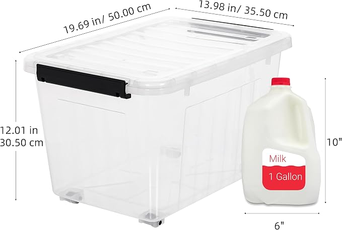 Citylife 54 Quart Large Clear Plastic Storage Bins with Lids 6-Pack | Stackable, Secure latching lids, Easy Find, Clothes Storage Bins for Closet Bedroom Garage - Image 3