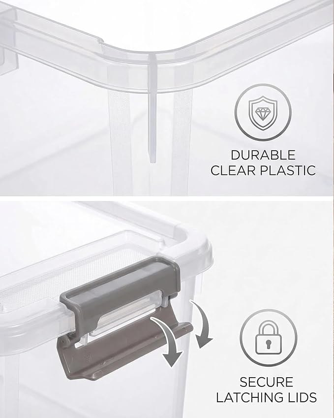EOENVIVS 17 QT Clear Craft Storage Organizer Box with Removable Tray, Plastic Storage Bins with lids for Kids Art Supplies, Toys, Beads, Tools, Sewing & Classroom Clear+White Bulcket - Image 3